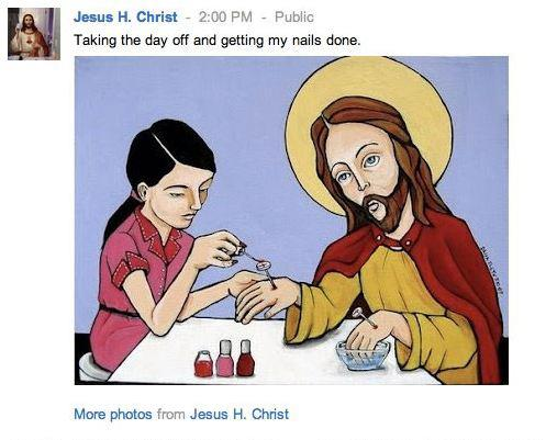 Its just Jesus taking a day off and getting his nails done cut him some slack Jesus
