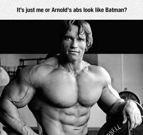 Its just me or Arnolds abs look like Batman