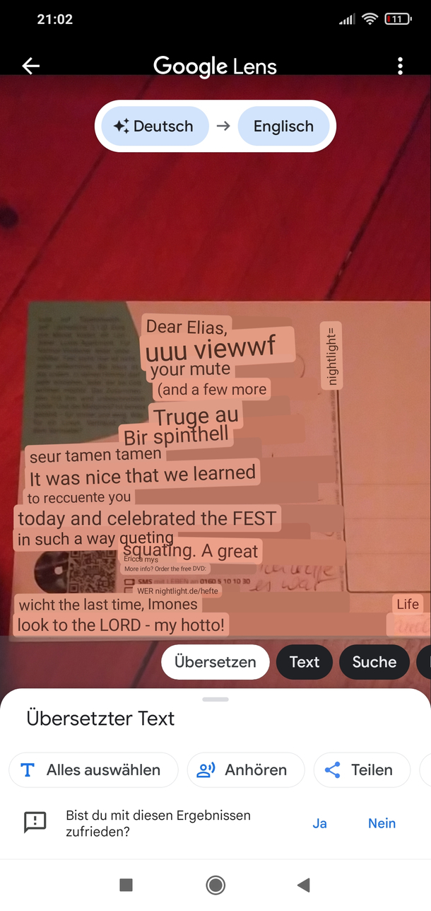 Ive asked Google Lens to translate a letter from relatives as I could barely read their handwriting This is the result