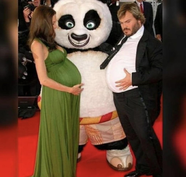 Jack Black comparing baby bumps