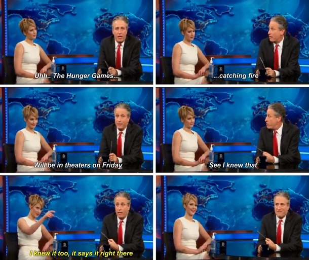 Jennifer Lawrence on auto-cues