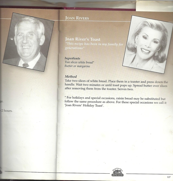 Joan Rivers was featured in a celebrity charity cookbook alongside my grandfather This is her recipe submission