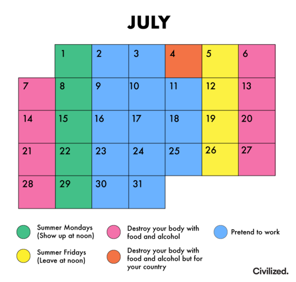Julys schedule