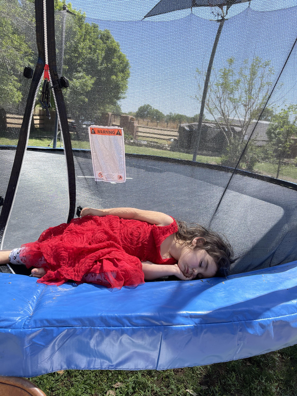 Jumped until she was plumb tuckered out