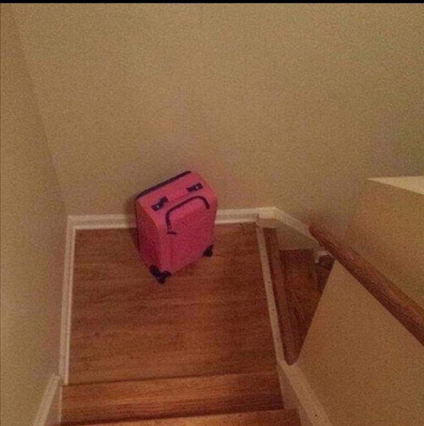 Just broke the news to my suitcase we wont be going on holiday this year She is devastated