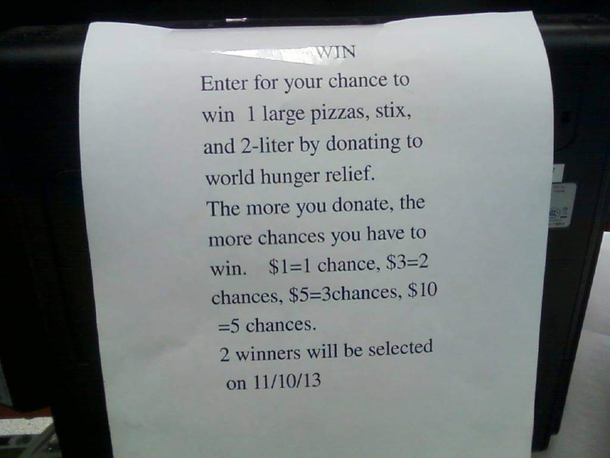 Just give me five of the  chances please