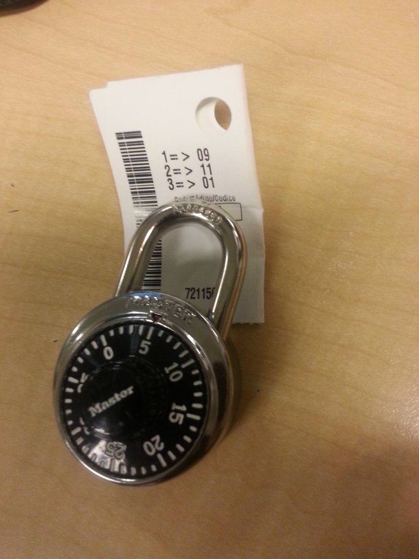 Just got a lock with a combo I will NEVER FORGET