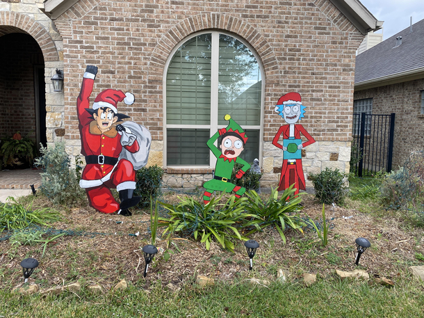 Just put up some funny Christmas cutouts