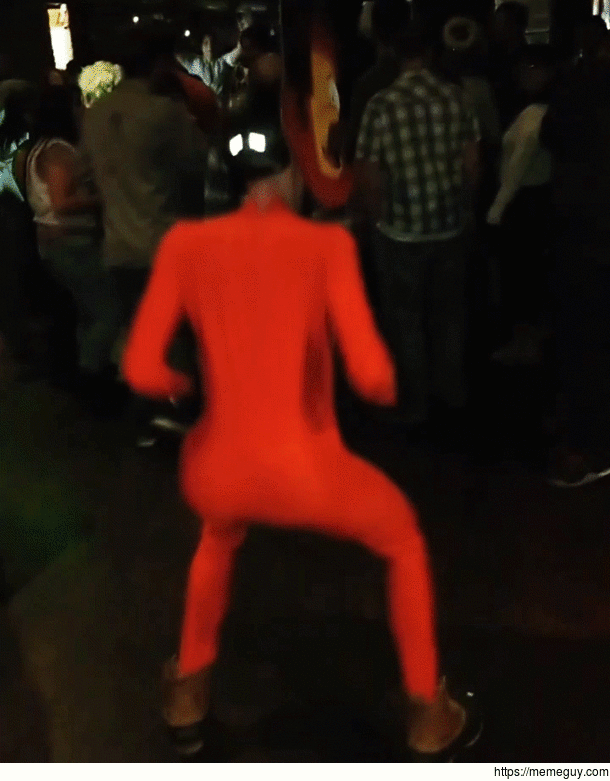 Just shaking my peacharoo in the cluberino The suit allows for maximum mobility