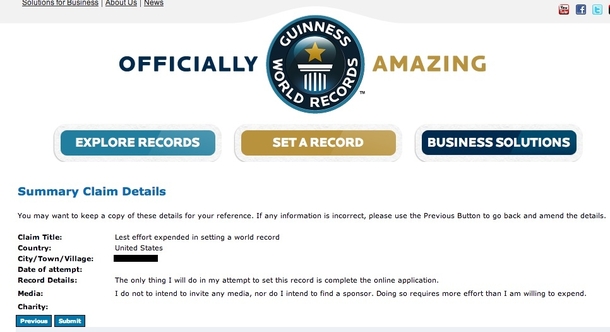 Just submitted my application to the Guinness Book of World Records Wish me luck
