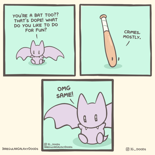 just two bats hanging out 