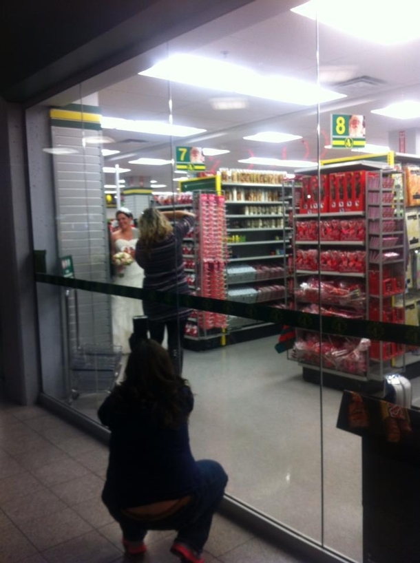 Just two people getting married at a dollarama