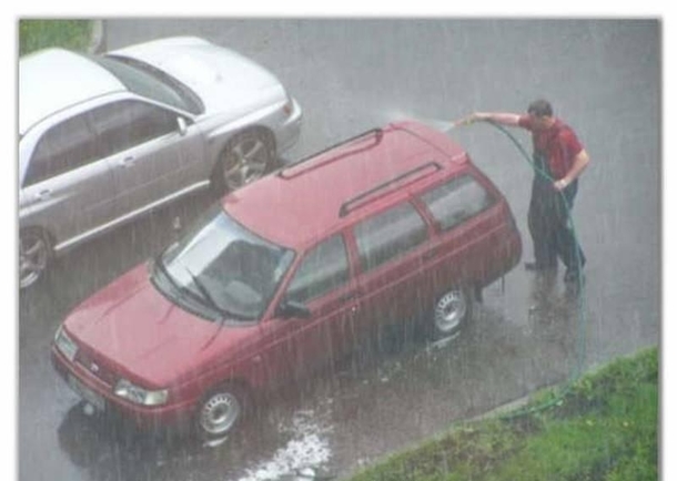 Just washing the car