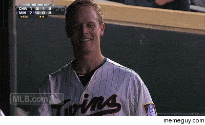 Justin Morneau celebrates alone after hitting his first home run in  months