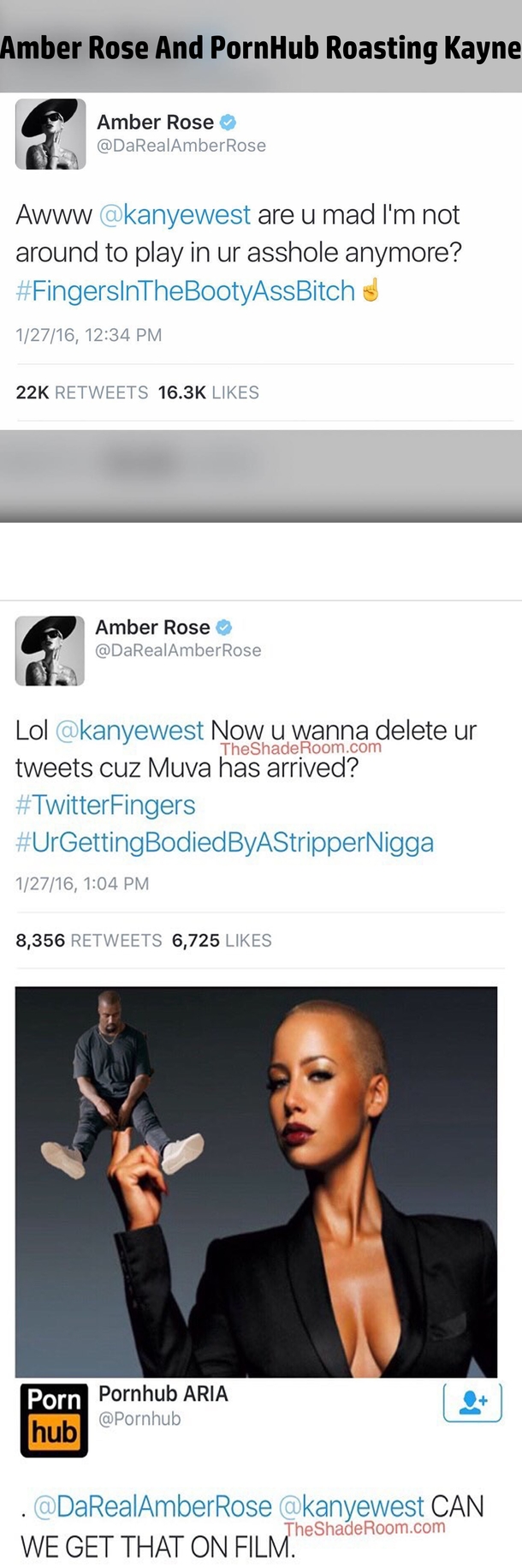Kayne getting roasted by Amber Rose and PornHub