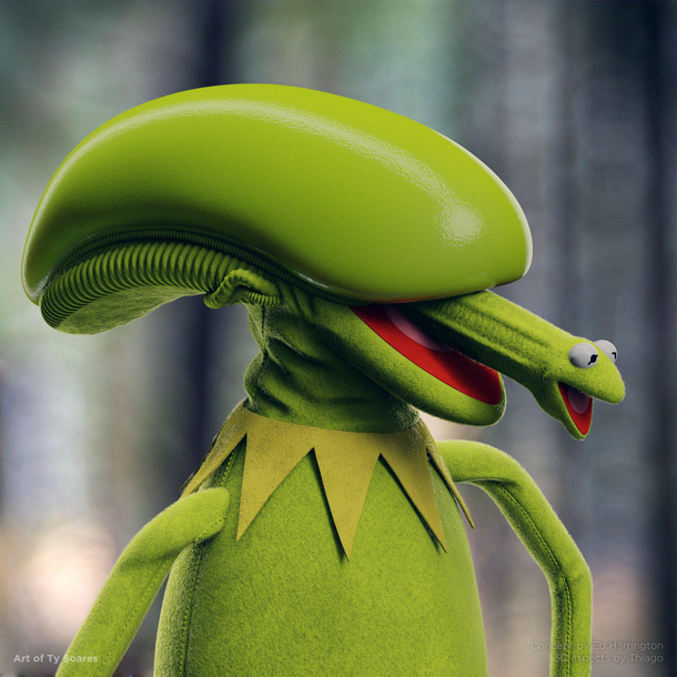 Kermit the Frog as a Xenomorph