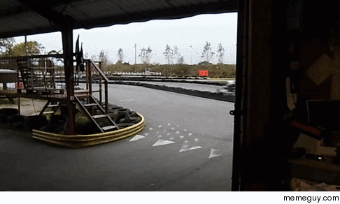 Kid parking a go-kart like a boss