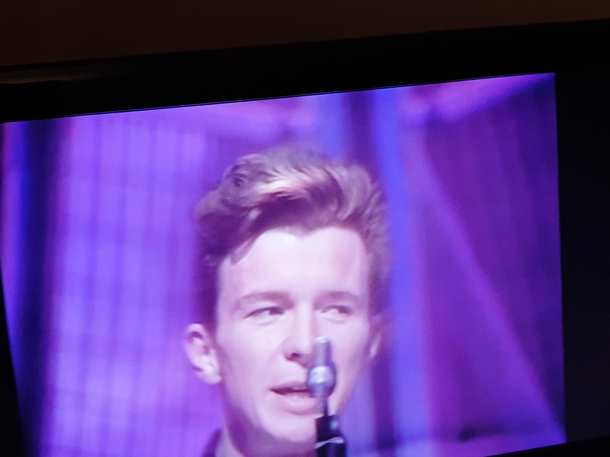 Kids asleep wife and I nicely stoned and couch locked together flick on the boxand get Rick Rolled by the man himself fresh from  Goddammit