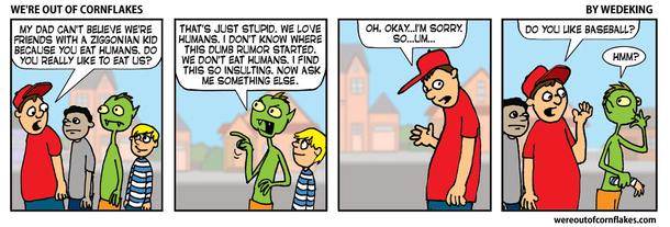 Kids with their new alien friend