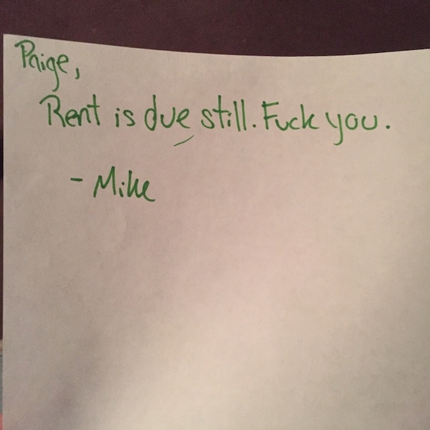 Landlords actually left a note on my door
