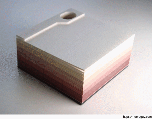 Laser-cut paper notecards As you use them a hidden object is excavated