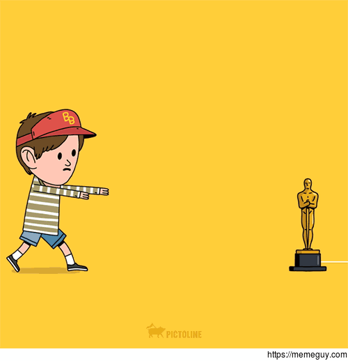 Leonardo Dicaprio chasing his Oscar