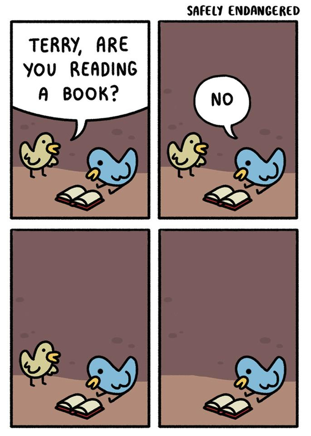 Let a bird read in peace gosh