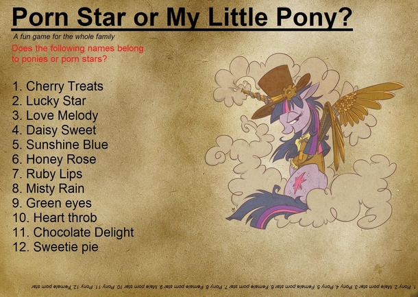 Lets play a game Porn Star or My Little Pony