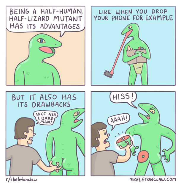 Life as a half-human half-lizard mutant