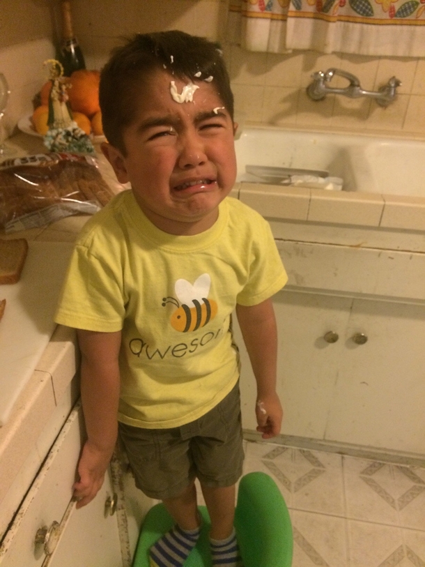 Lil bro trying to make himself a sandwich