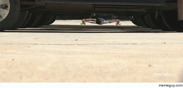 Limbo Skating under  Cars 