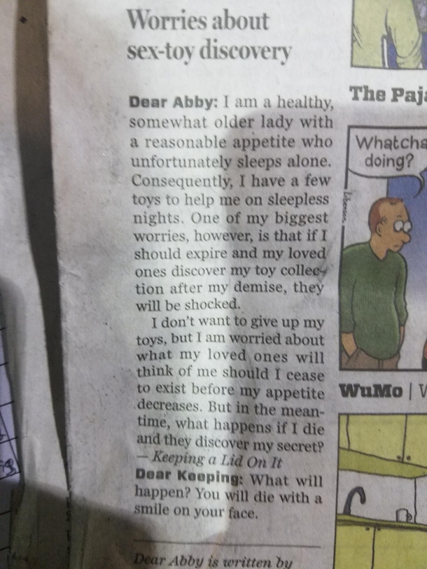 LITERALLY the best Dear Abby ive ever read