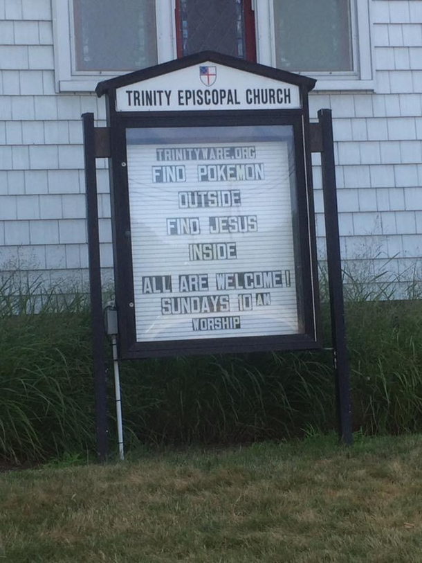 Local church is a pokestop and uses it to its advantage