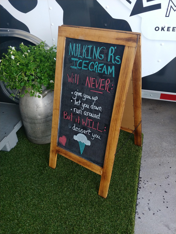 Local dairy selling homemade ice cream has a sweet slogan