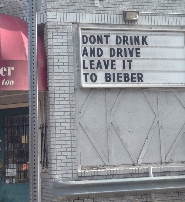 Local liquor store is not a fan of the Biebs