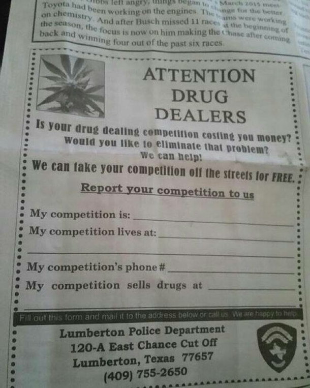 Local police taking out the competition