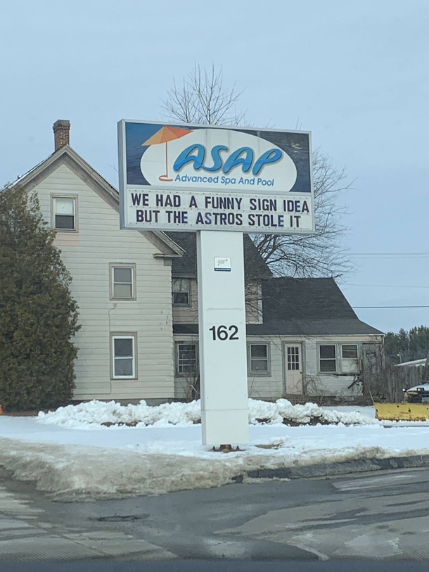 Local pool store has a new funny sign caption every week This week theyve outdone themselves