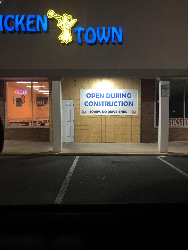 Local restaurant had a car drive through the wall At least they have a sense of humor