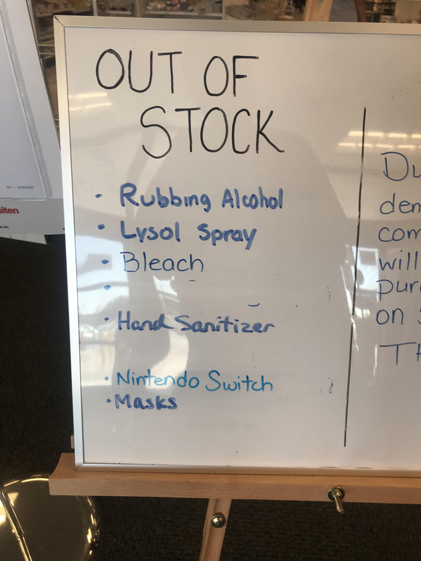 Local target needs to remind people that cleaning products and the Nintendo switch is still out of stock