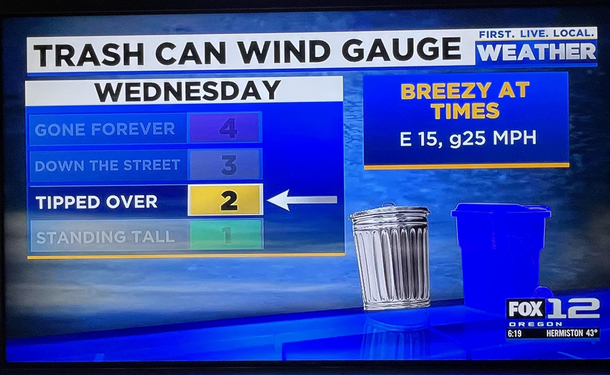 Local weather wind gauge Gone Forever is pretty brisk