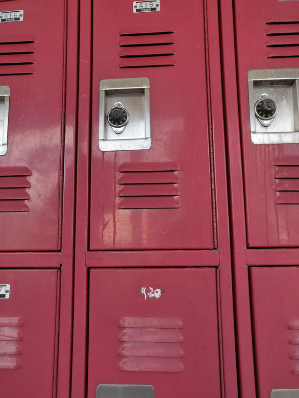 Locker number s label was peeled off and had to be replaced with marker writing