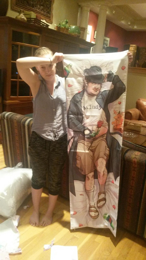 Look at how pleased my sister is at her birthday present