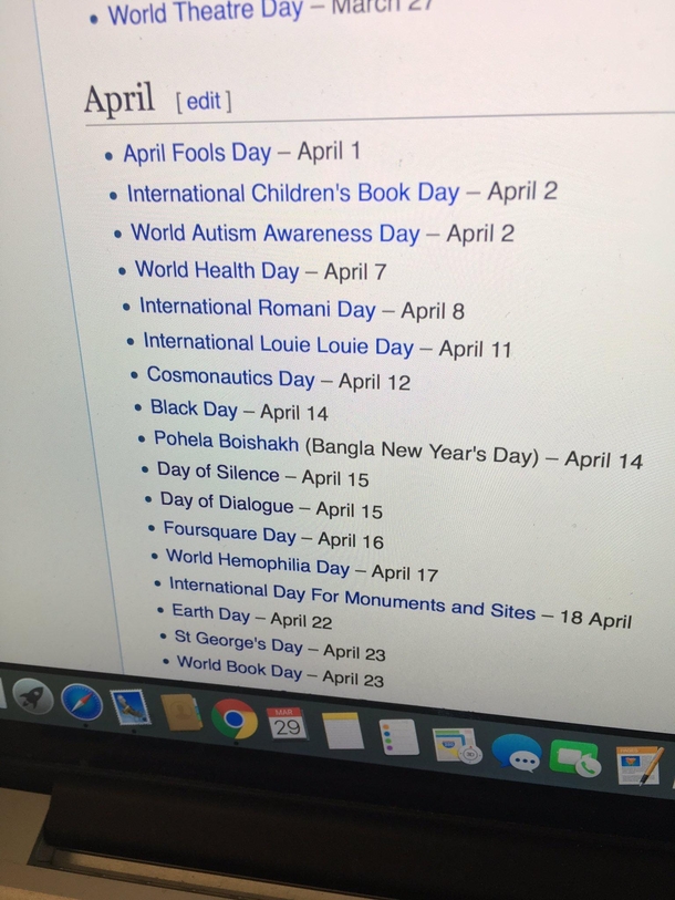 Looking at a list of key dates coming up April the th is going to be tough