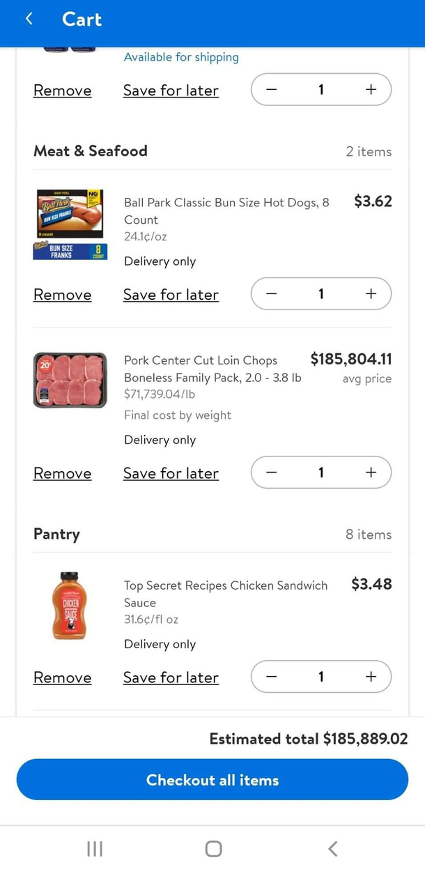 Looks like were skipping pork chops this week