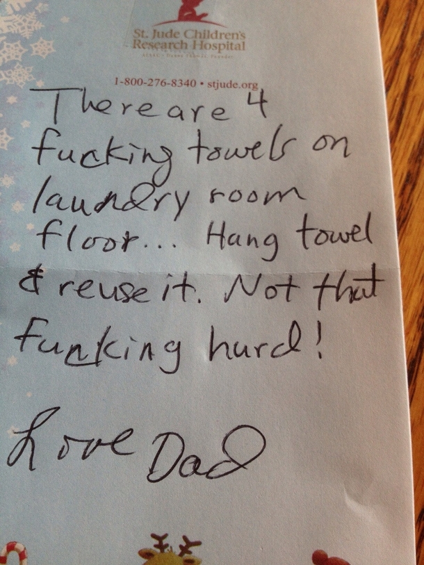 Loving note from my father