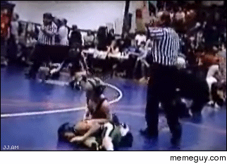 Mad father at a school wrestling match