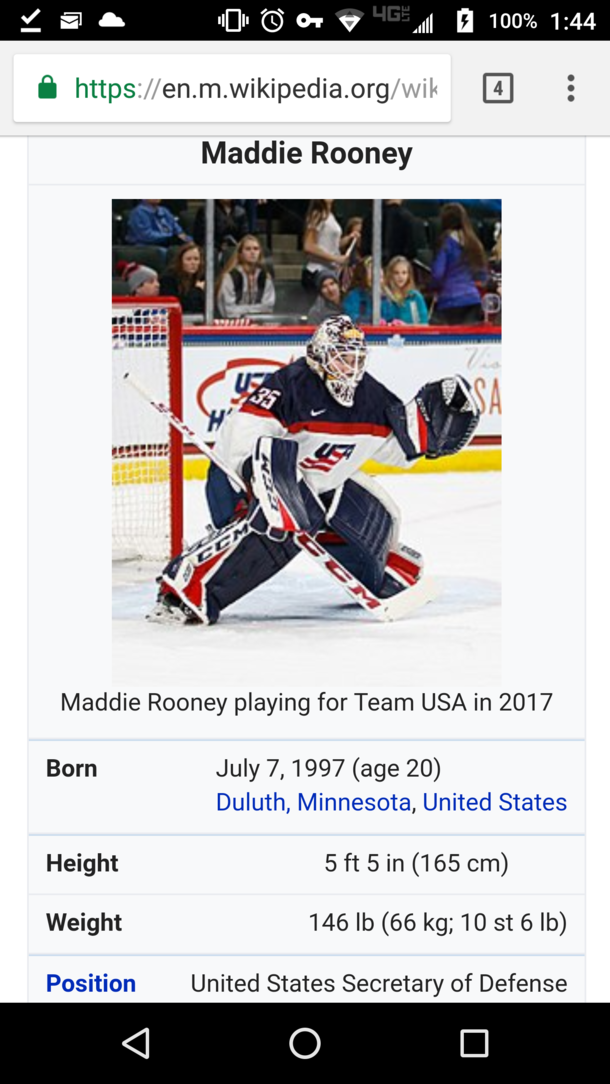 Maddie Rooneys Wikipedia Page Shortly After Winning Gold in Pyeongchang