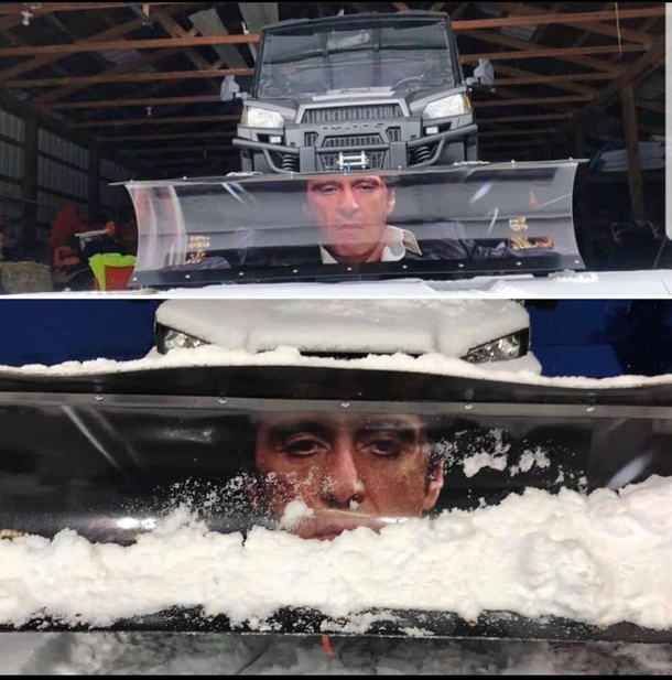Make way for the bad guy Theres a bad guy coming through the snow