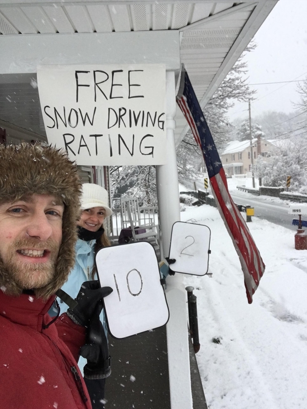 Making Lemonade out of Lemons advantage of living directly on the road during major snowstorm