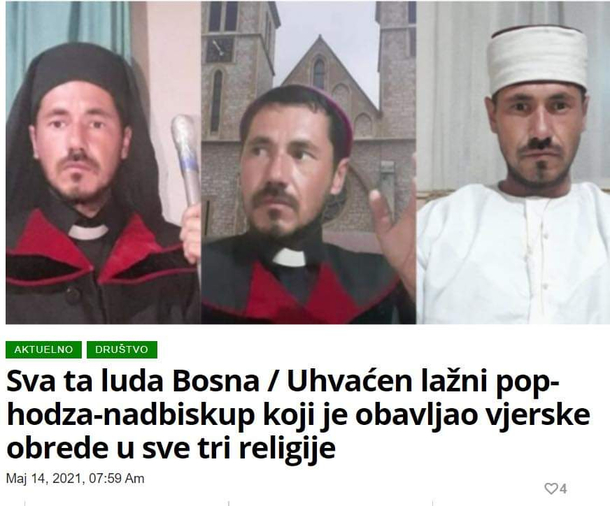 Man caught impersonating a Catholic Orthodox and Muslim priest who had been conducting service in all three religions